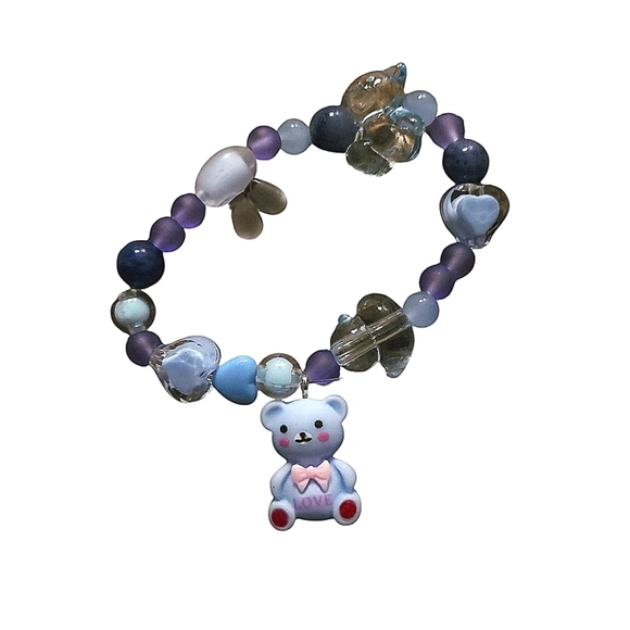 Bear duck heart Rabbit Stretch Purple Blue bracelet - Picture 1 of 5
